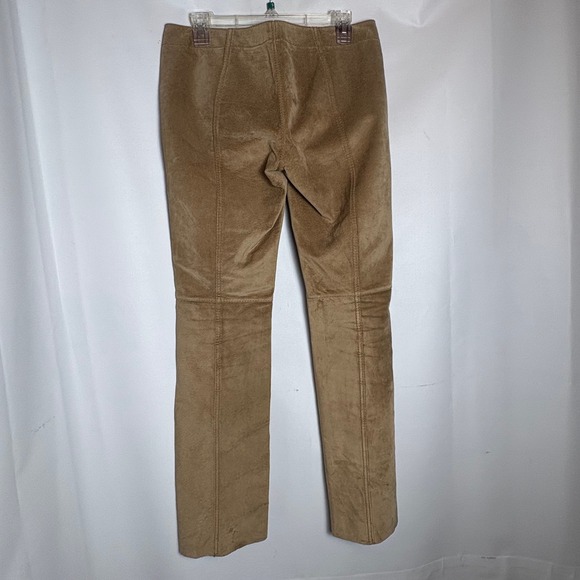 Moda International Tan Suede Leather Lace Up Pants Womens 6 Flare Y2K Western - Picture 7 of 9